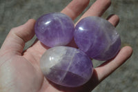 Polished Chevron Amethyst Galet-Palm Stones x 12 from Madagascar - Toprock Gemstones and Minerals 