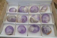 Polished Chevron Amethyst Galet-Palm Stones x 12 from Madagascar - Toprock Gemstones and Minerals 