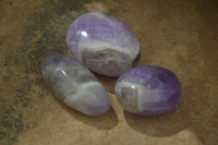 Polished Chevron Amethyst Galet-Palm Stones x 12 from Madagascar - Toprock Gemstones and Minerals 
