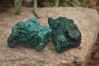 Natural Silky Malachite Specimens x 2 From Kasompe, Congo - Toprock Gemstones and Minerals 