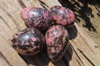 Polished Rhodonite Gemstone Eggs x 4 From Ambindavato, Madagascar - Toprock Gemstones and Minerals 
