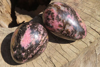 Polished Rhodonite Gemstone Eggs x 4 From Ambindavato, Madagascar - Toprock Gemstones and Minerals 