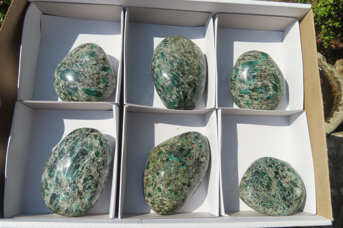 Polished Rare Emerald Mica In Matrix Free Forms x 6 From Mutoko, Zimbabwe - Toprock Gemstones and Minerals 