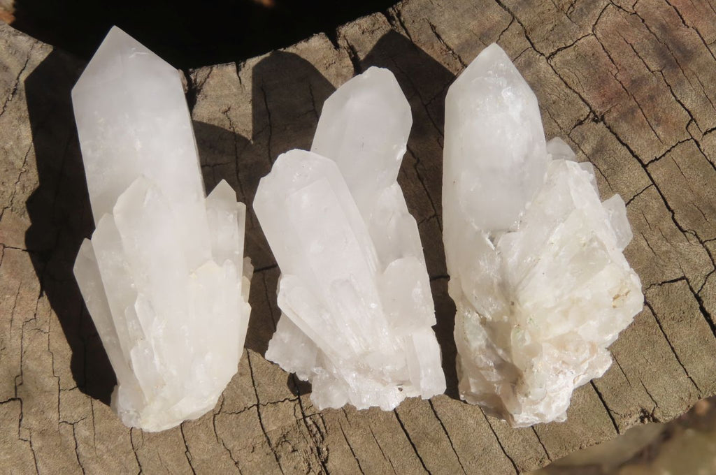 Natural White Quartz Crystal Clusters x 13 From Madagascar - Toprock Gemstones and Minerals 