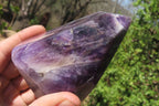 Polished Smokey Chevron Amethyst Points x 2 From Zambia - Toprock Gemstones and Minerals 