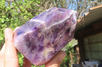 Polished Smokey Chevron Amethyst Points x 2 From Zambia - Toprock Gemstones and Minerals 