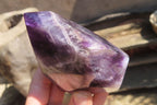 Polished Smokey Chevron Amethyst Points x 2 From Zambia - Toprock Gemstones and Minerals 