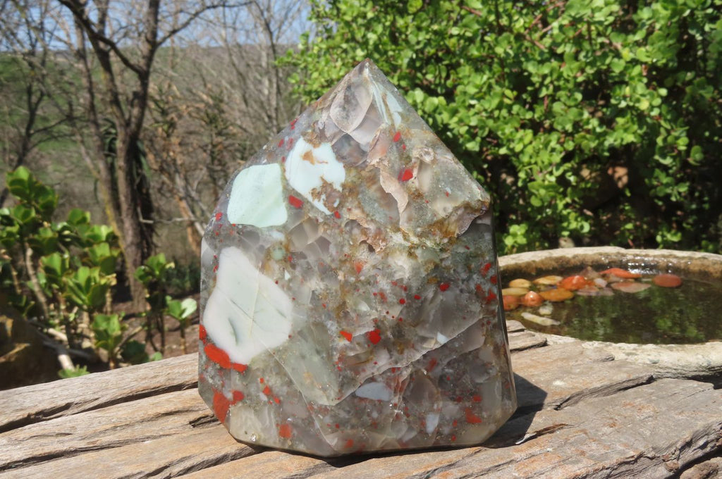 Polished Bloodstone With Pyrite Crystal x 1 From Swaziland - Toprock Gemstones and Minerals 