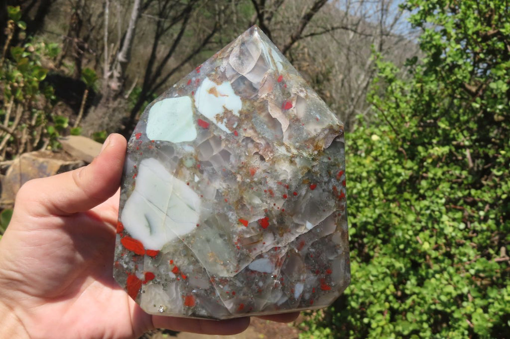 Polished Bloodstone With Pyrite Crystal x 1 From Swaziland - Toprock Gemstones and Minerals 