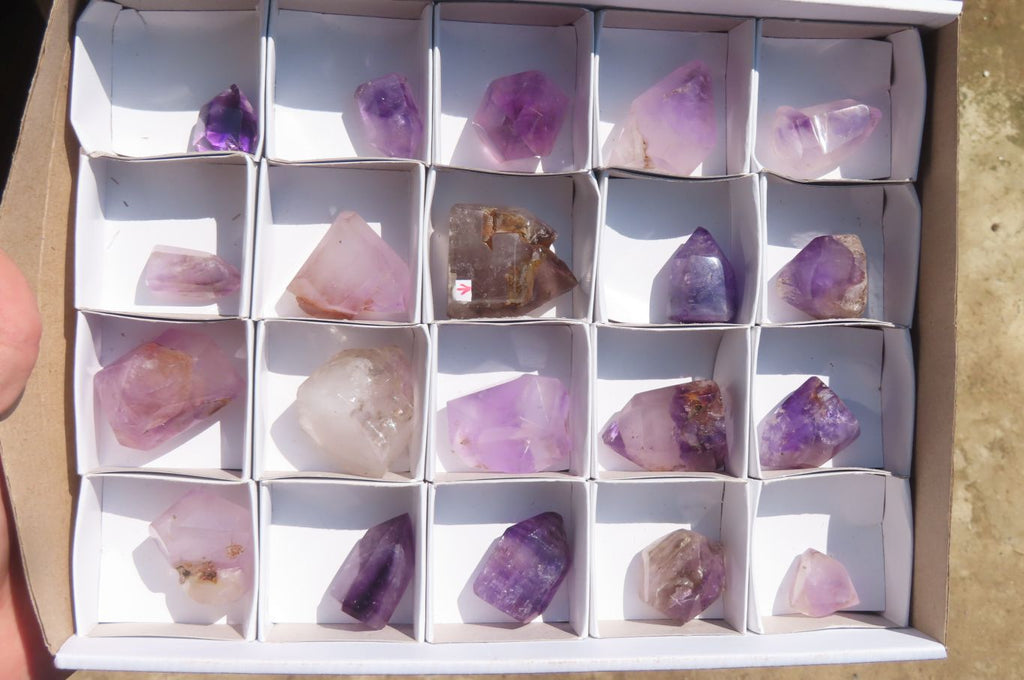 Polished Window Amethyst Crystals x 20 From Madagascar - Toprock Gemstones and Minerals 