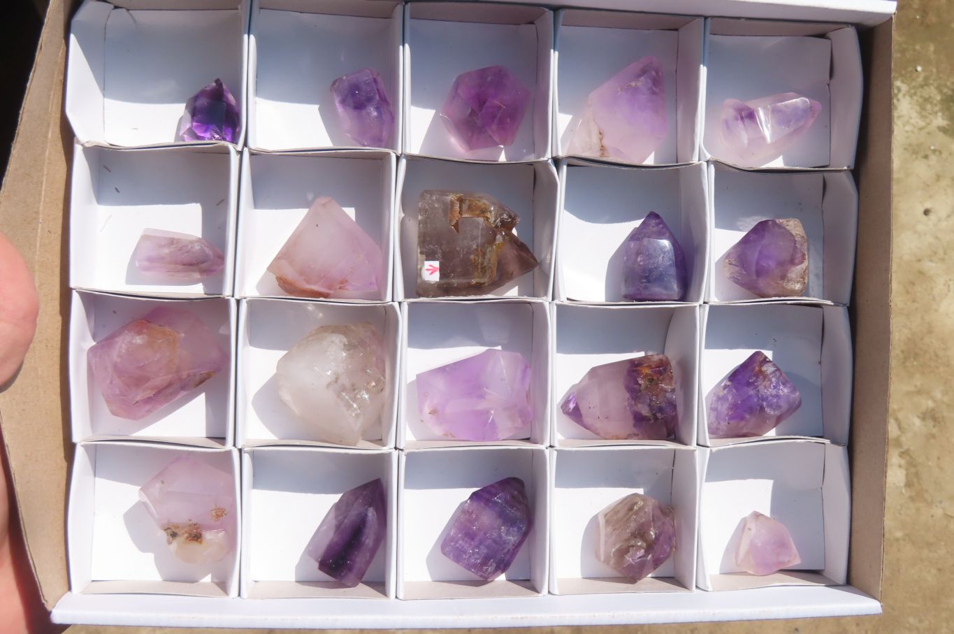 Polished Window Amethyst Crystals x 20 From Madagascar - Toprock Gemstones and Minerals 