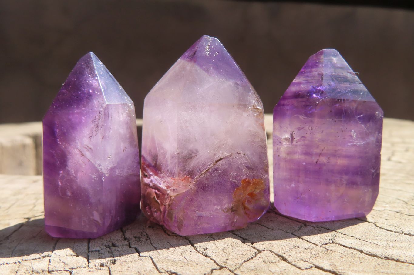 Polished Window Amethyst Crystals x 20 From Madagascar - Toprock Gemstones and Minerals 