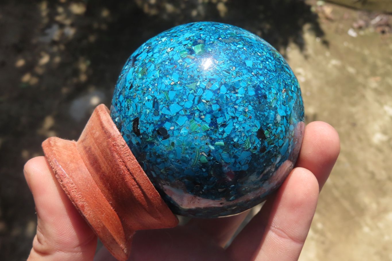 Polished Chrysocolla Conglomerate Spheres x 2 From Congo - Toprock Gemstones and Minerals 