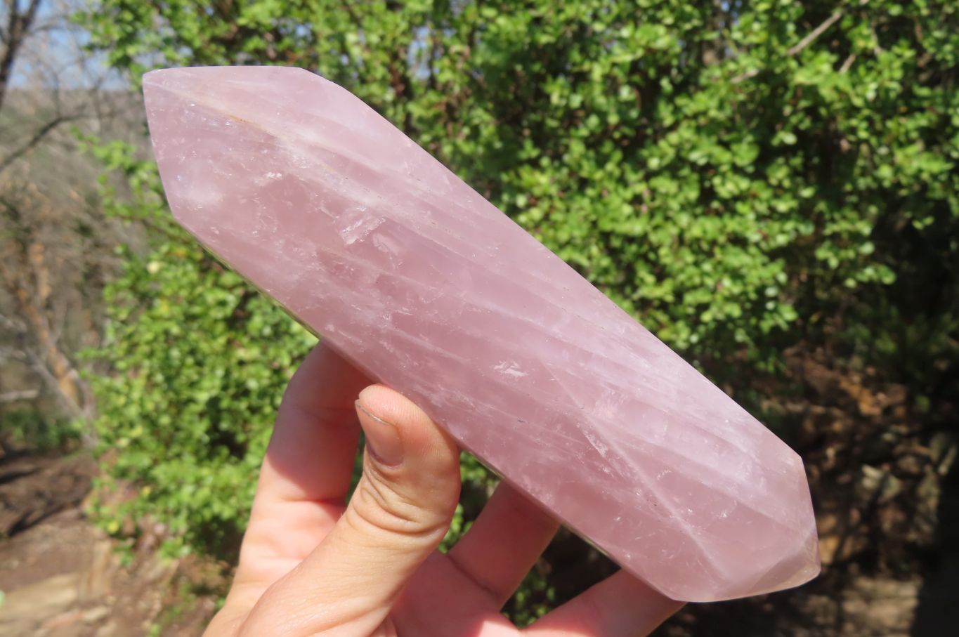 Polished Double Terminated Rose Quartz Points x 2 From Madagascar - Toprock Gemstones and Minerals 