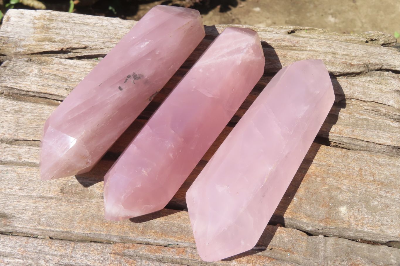 Polished Double Terminated Rose Quartz Points x 2 From Madagascar - Toprock Gemstones and Minerals 