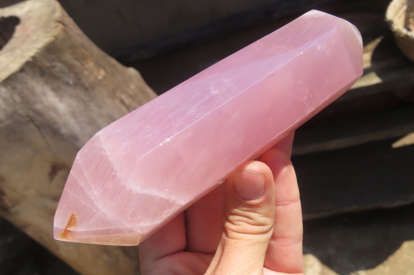 Polished Double Terminated Rose Quartz Points x 2 From Madagascar - Toprock Gemstones and Minerals 