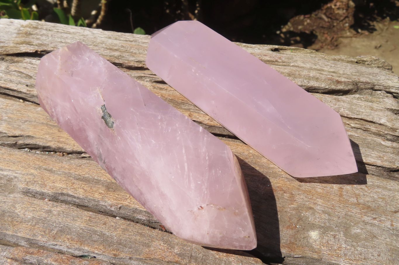Polished Double Terminated Rose Quartz Points x 2 From Madagascar - Toprock Gemstones and Minerals 