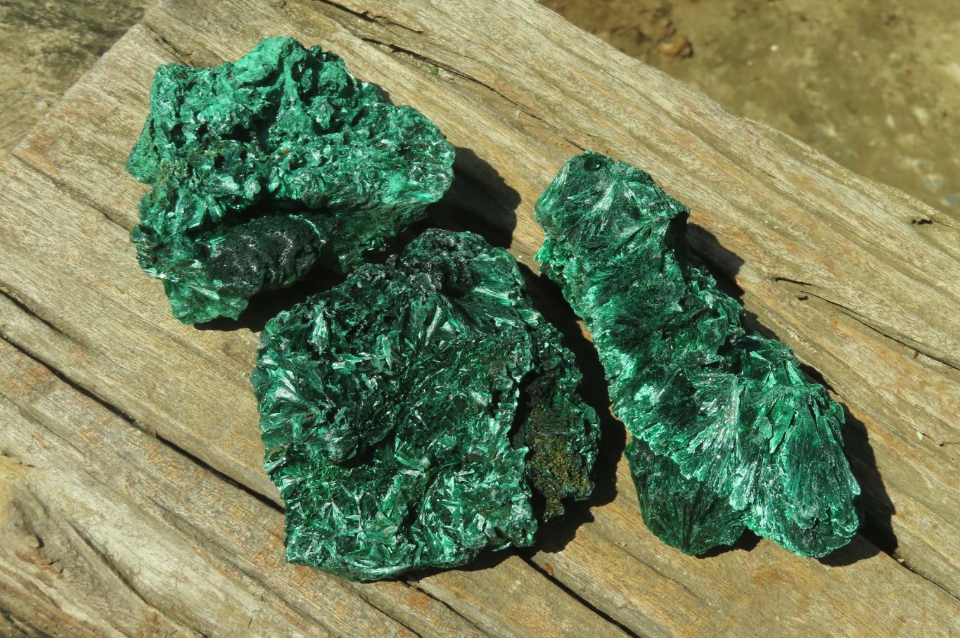 Natural Silky Malachite Specimens x 3 From Kasompe, Congo - Toprock Gemstones and Minerals 