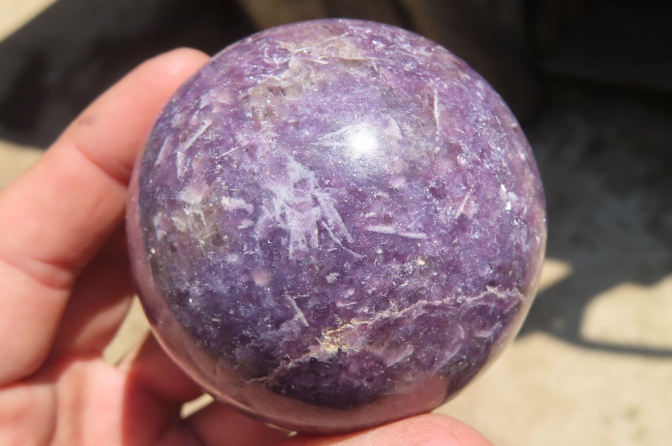 Polished Lepidolite with Pink Rubellite Spheres x 6 From Ambatondrazaka, Madagascar - Toprock Gemstones and Minerals 