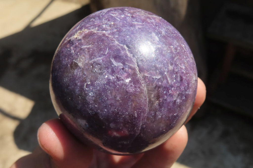 Polished Lepidolite with Pink Rubellite Spheres x 6 From Ambatondrazaka, Madagascar - Toprock Gemstones and Minerals 