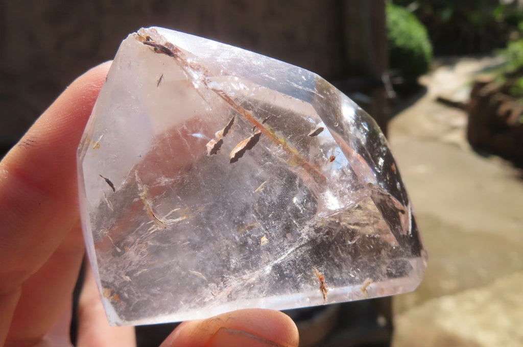 Polished Smokey Window Quartz Crystals x 3 From Madagascar - Toprock Gemstones and Minerals 