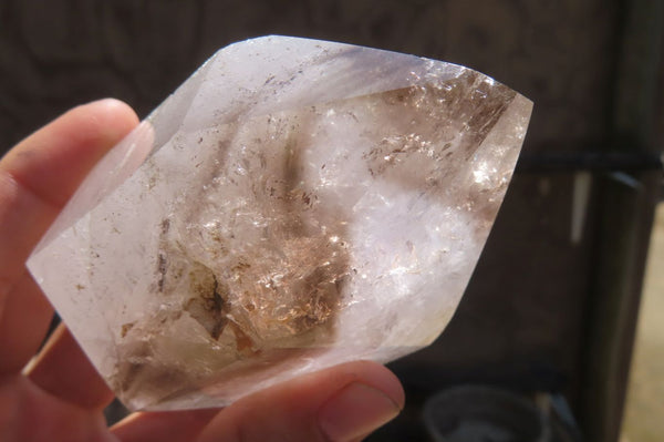Polished Smokey Window Quartz Crystals x 3 From Madagascar - Toprock Gemstones and Minerals 