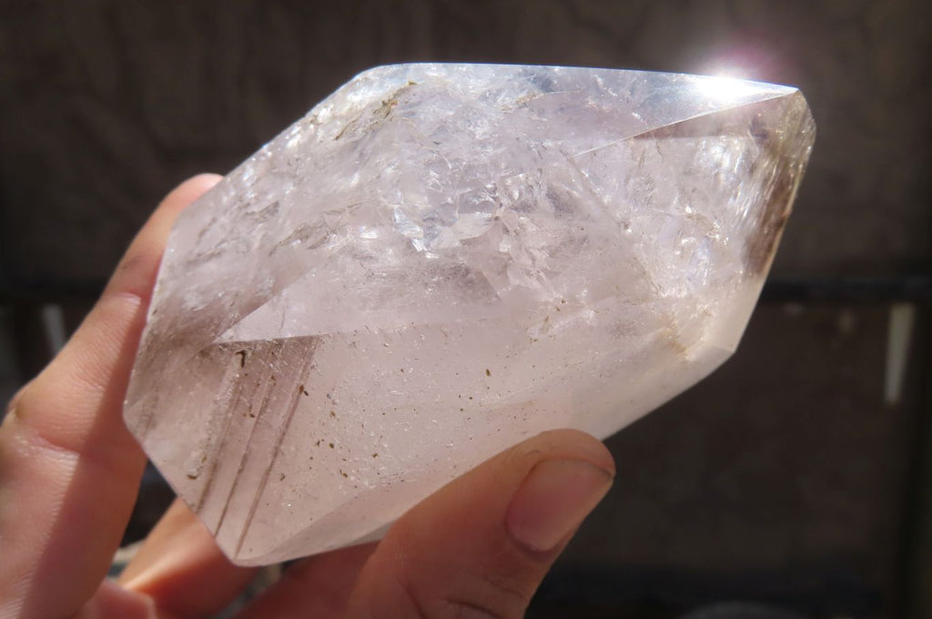 Polished Smokey Window Quartz Crystals x 3 From Madagascar - Toprock Gemstones and Minerals 