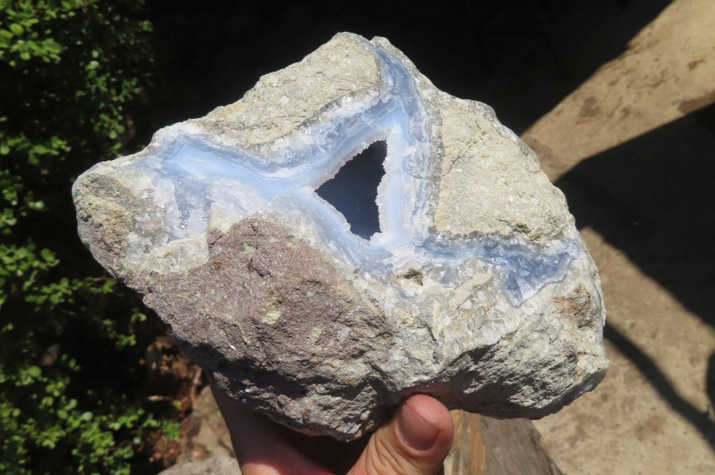 Natural Blue Lace Agate Geode Specimens x 2 From Nsanje, Malawi - Toprock Gemstones and Minerals 