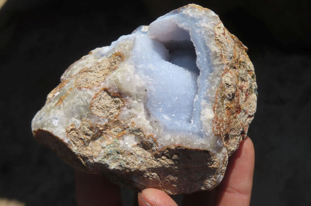 Natural Blue Lace Agate Geode Specimens x 2 From Nsanje, Malawi - Toprock Gemstones and Minerals 