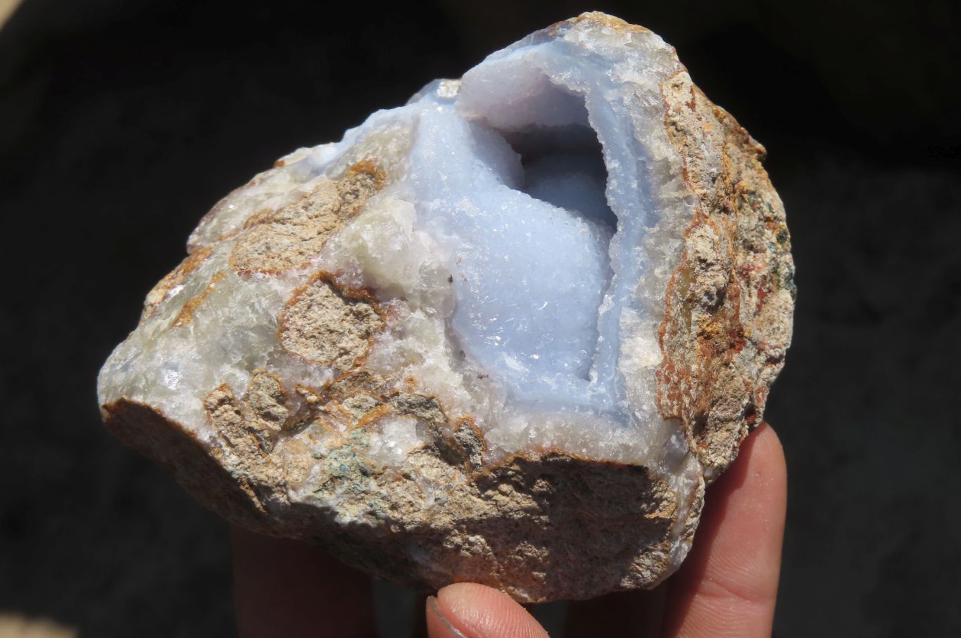 Natural Blue Lace Agate Geode Specimens x 2 From Nsanje, Malawi - Toprock Gemstones and Minerals 