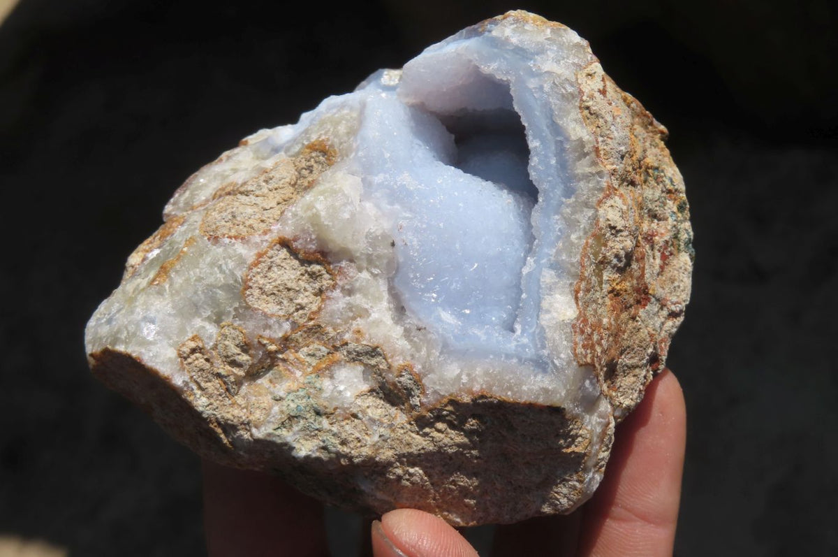 Natural Blue Lace Agate Geode Specimens x 2 From Nsanje, Malawi - Toprock Gemstones and Minerals 