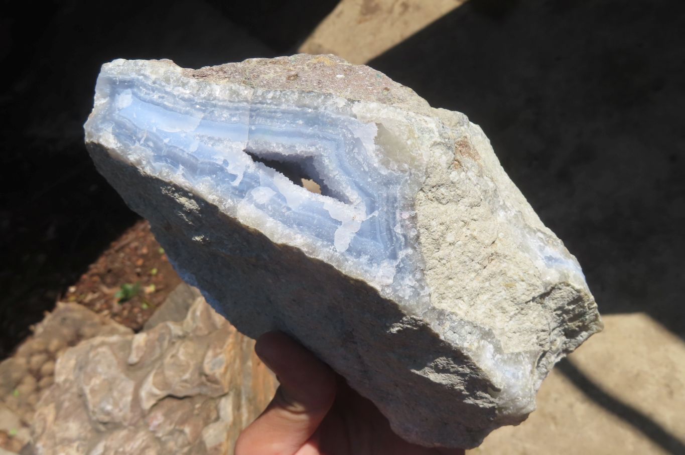 Natural Blue Lace Agate Geode Specimens x 2 From Nsanje, Malawi - Toprock Gemstones and Minerals 