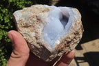 Natural Blue Lace Agate Geode Specimens x 2 From Nsanje, Malawi - Toprock Gemstones and Minerals 