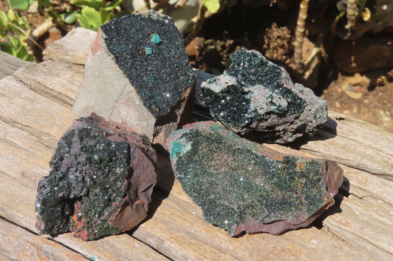 Natural Libethenite Crystals On Dolomite Matrix Specimens x 4 From Shituru, Congo - Toprock Gemstones and Minerals 