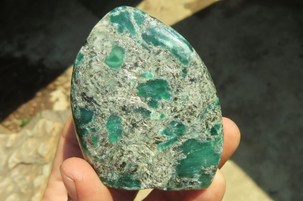Polished Rare Emerald Mica In Matrix Standing Free Forms x 4 From Mutoko, Zimbabwe - Toprock Gemstones and Minerals 