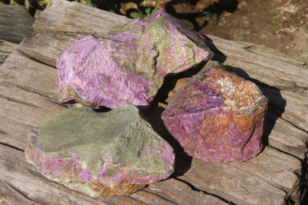 Natural Stichtite Cobbed Specimens x 3 From Barberton, South Africa - Toprock Gemstones and Minerals 
