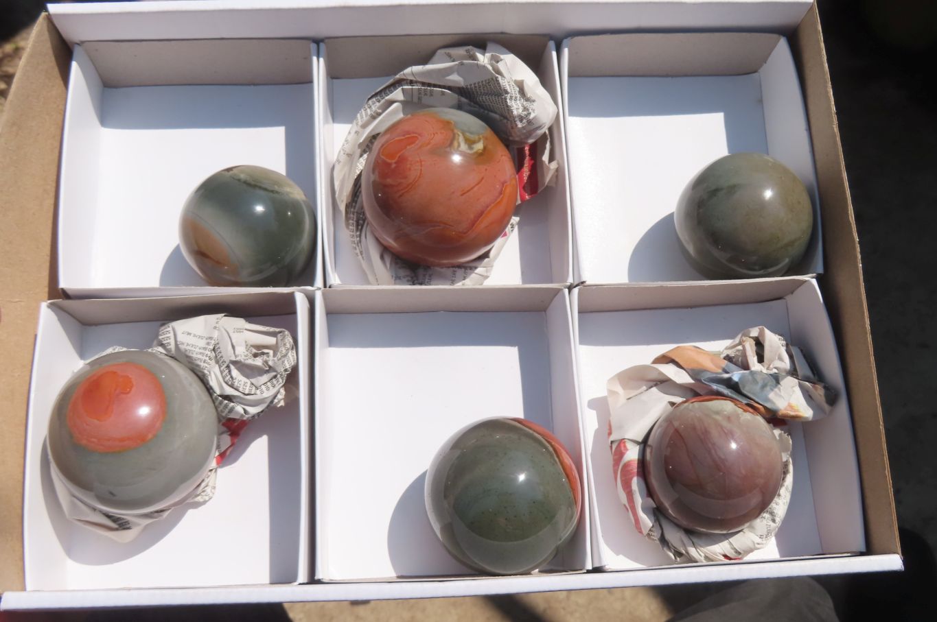 Polished Polychrome Jasper Spheres x 6 From Madagascar - Toprock Gemstones and Minerals 