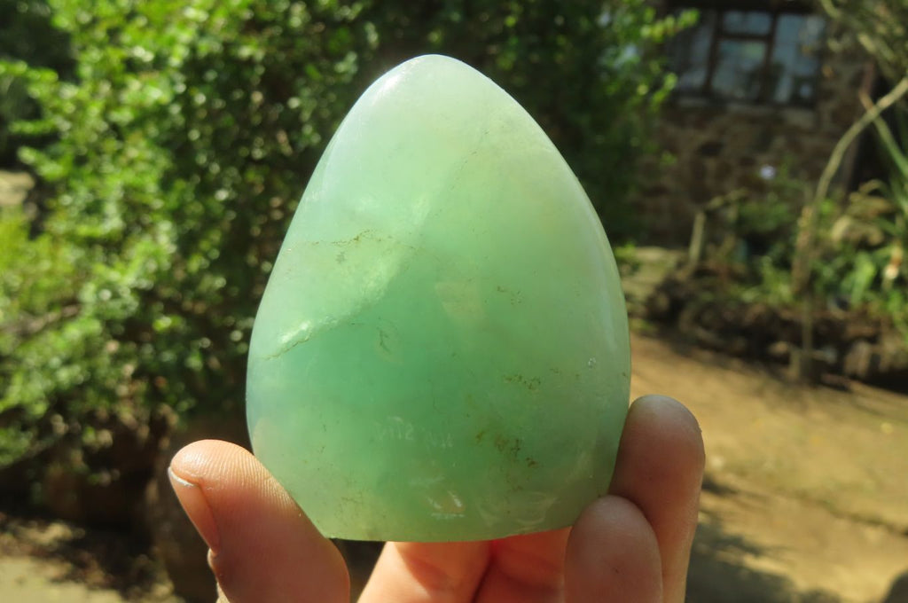 Polished Green Fluorite Standing Free Forms x 3 From Madagascar - Toprock Gemstones and Minerals 