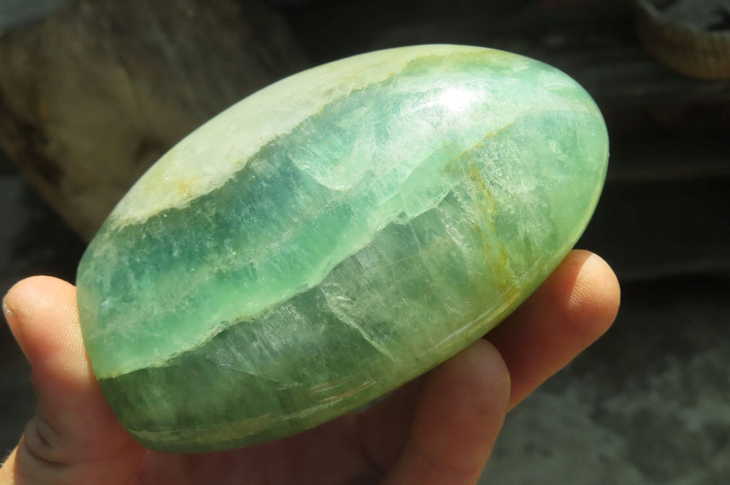 Polished Green Fluorite Standing Free Forms x 3 From Madagascar - Toprock Gemstones and Minerals 