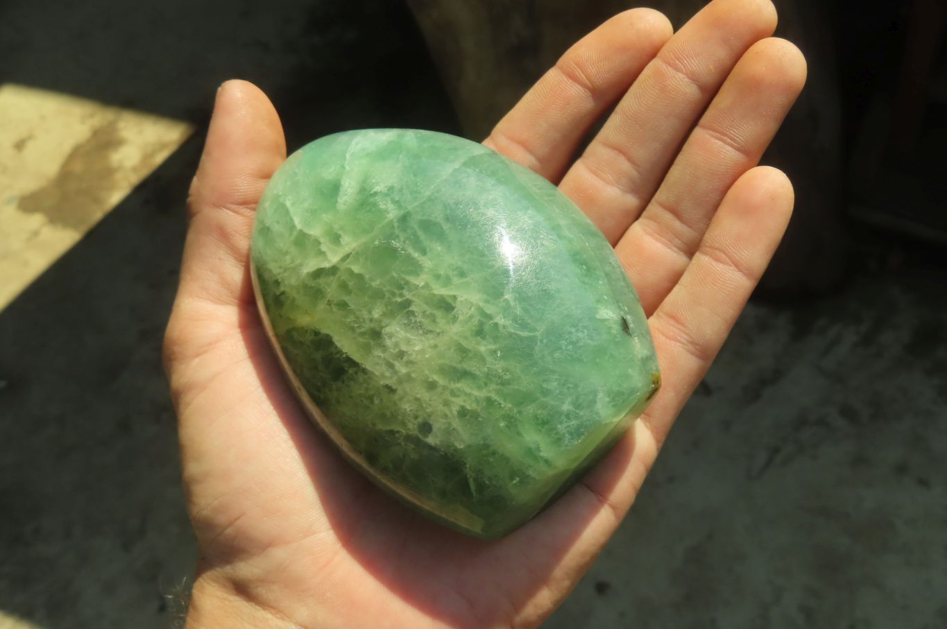 Polished Green Fluorite Standing Free Forms x 3 From Madagascar - Toprock Gemstones and Minerals 