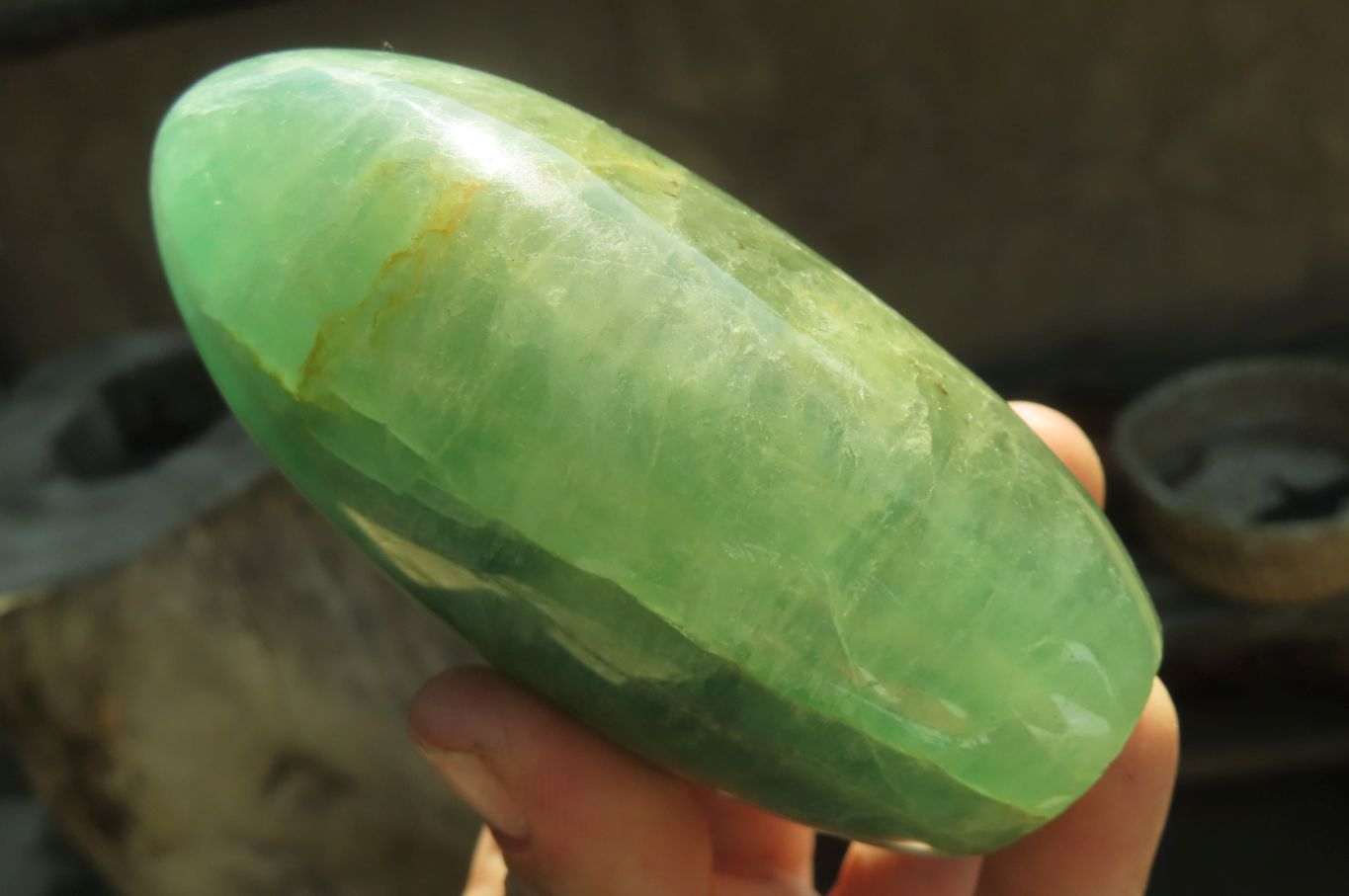 Polished Green Fluorite Standing Free Forms x 3 From Madagascar - Toprock Gemstones and Minerals 