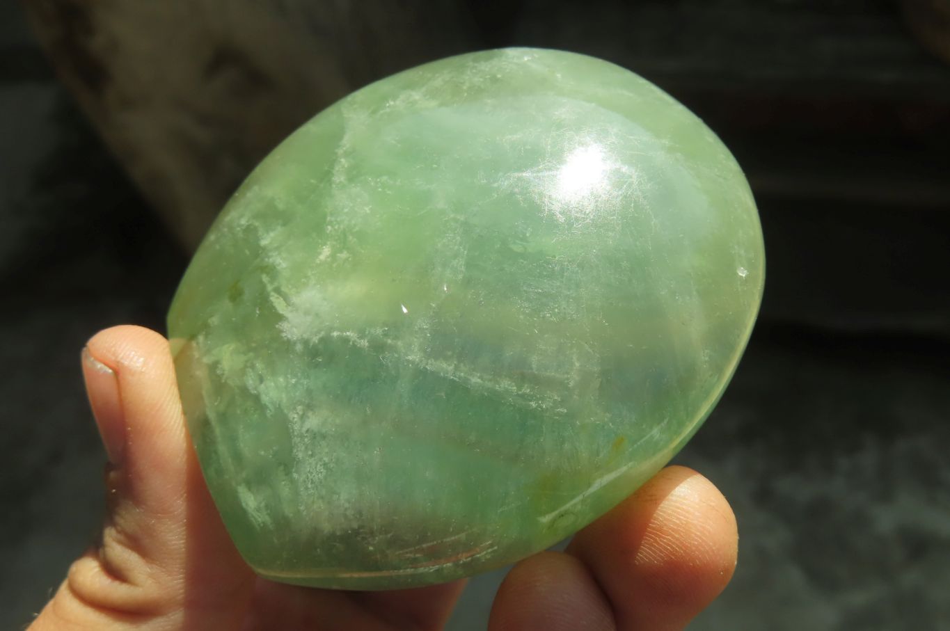Polished Green Fluorite Standing Free Forms x 3 From Madagascar - Toprock Gemstones and Minerals 