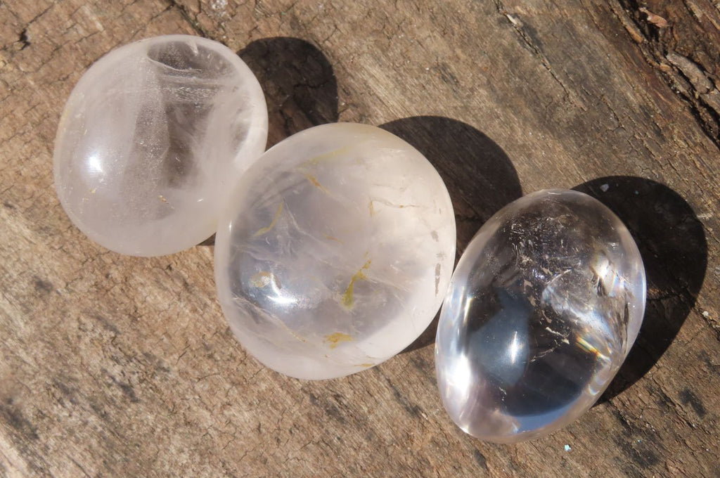 Polished Rock Crystal Quartz Palm Stones x 12 From Madagascar - Toprock Gemstones and Minerals 