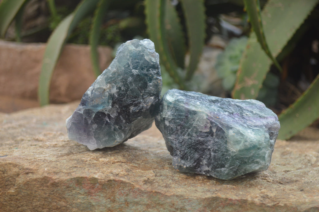 Natural Watermelon Fluorite Cobbed Specimens x 3 From Uis, Namibia - Toprock Gemstones and Minerals 