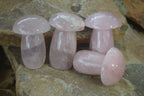 Polished Rose Quartz Mushrooms x 4 From Madagascar - Toprock Gemstones and Minerals 