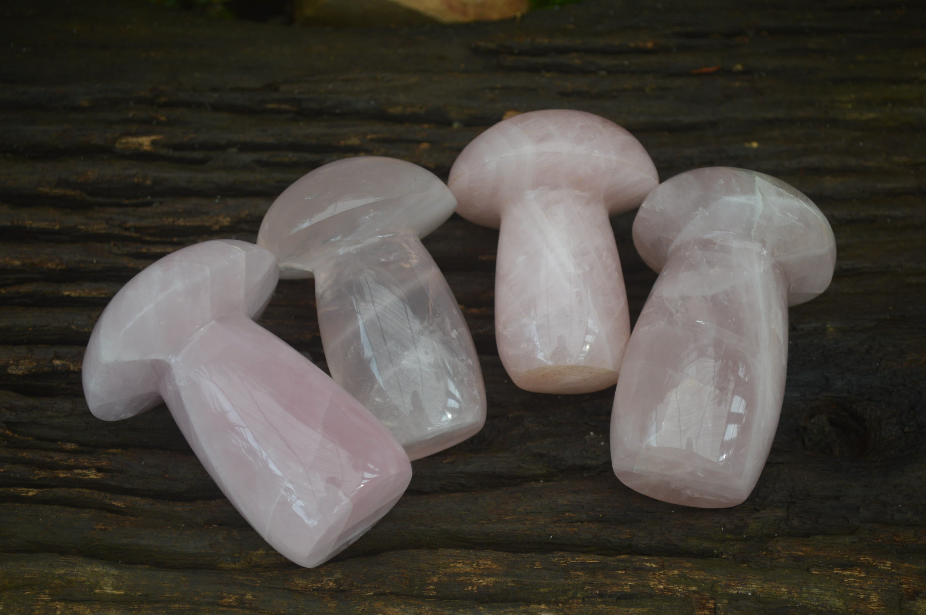 Polished Rose Quartz Mushrooms x 4 From Madagascar - Toprock Gemstones and Minerals 