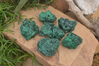 Natural Silky Malachite Specimens x 6 From Kasompe, Congo - Toprock Gemstones and Minerals 