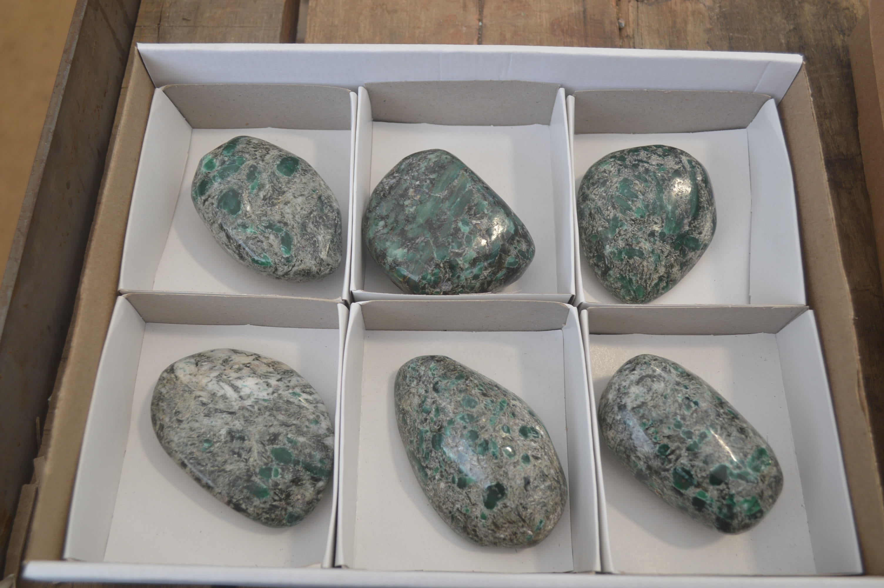Polished Rare Emerald Mica In Matrix Free Forms x 6 From Mutoko, Zimbabwe - Toprock Gemstones and Minerals 
