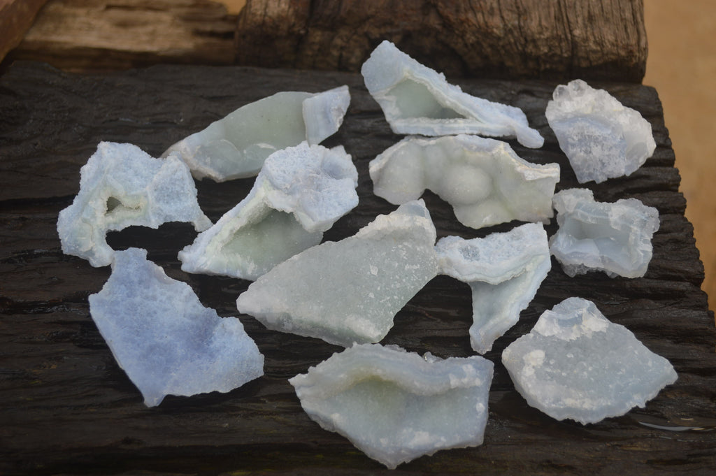 Natural Etched Blue Chalcedony Specimens x 12 From Nsanje, Malawi - Toprock Gemstones and Minerals 