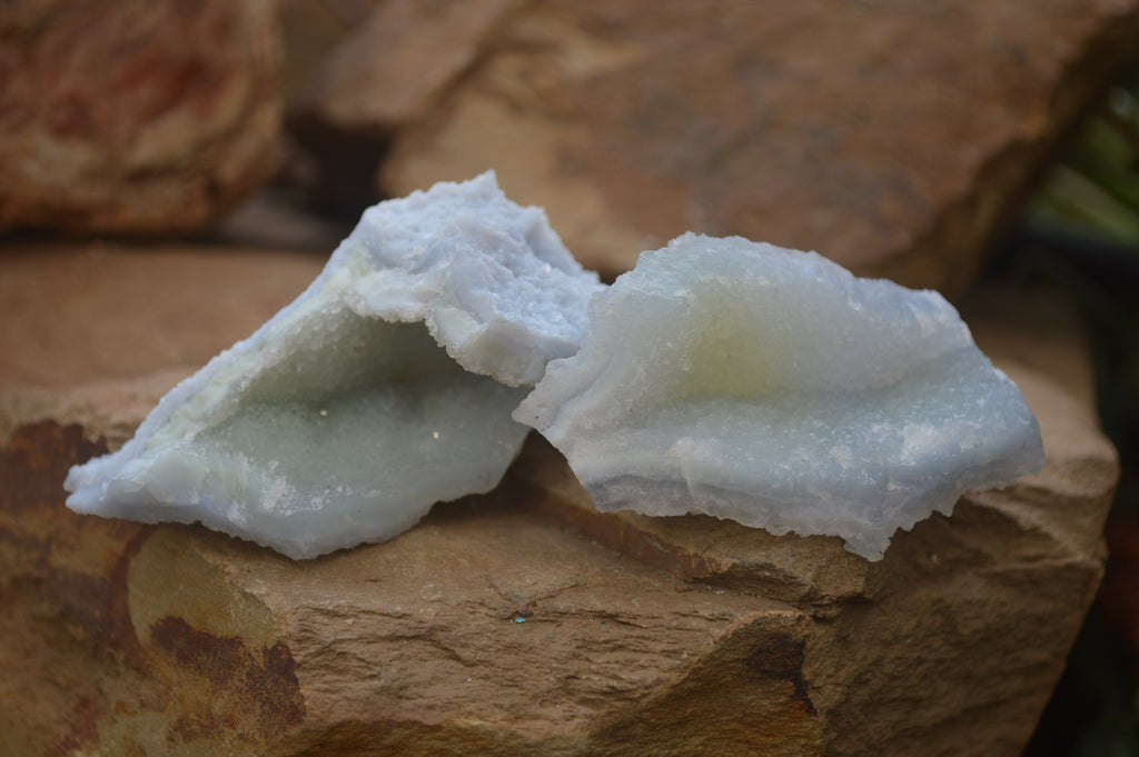 Natural Etched Blue Chalcedony Specimens x 12 From Nsanje, Malawi - Toprock Gemstones and Minerals 